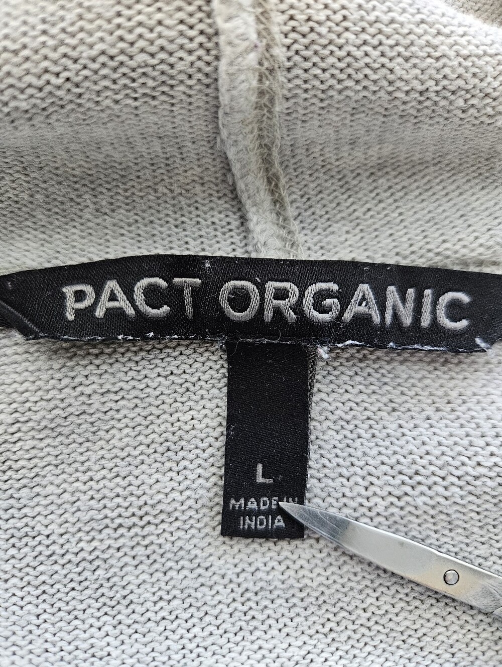 Pact Organic Cotton Classic Knit Gray Hoodie Sz Large Fall Lightweight Neutral - Picture 8 of 13